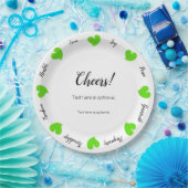 Hearty Hearts Green - Custom Text Center Pappteller (Party)