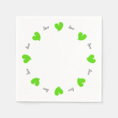 Hearty Hearts Green - Custom Text Paper Serviette (Vorderseite)