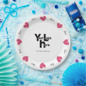 Hearty Hearts Pink - Benutzerdefinierter Text und  Pappteller (Party)