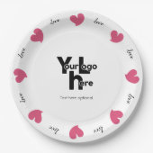 Hearty Hearts Pink - Benutzerdefinierter Text und  Pappteller (Vorderseite)