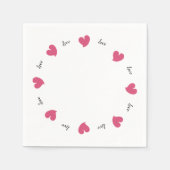 Hearty Hearts Pink - Custom Text Serviette (Vorderseite)