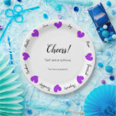 Hearty Hearts Purple - Custom Text Center Pappteller (Party)