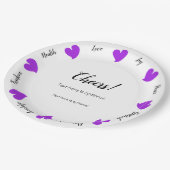Hearty Hearts Purple - Custom Text Center Pappteller (Schrägansicht)