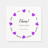 Hearty Hearts Purple - Custom Text Center Serviette (Vorderseite)