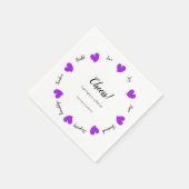 Hearty Hearts Purple - Custom Text Center Serviette (Ecke)