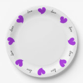 Hearty Hearts Purple - Custom Text Paper Plates Pappteller (Vorderseite)