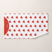 Hearty Hearts - Red and White Custom Text - Badhandtuch Set (Handtuch)