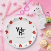 Hearty Hearts Red - Custom Text and Logo Pappteller (Party)