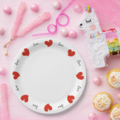 Hearty Hearts Red - Custom Text Pappteller (Party)