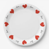 Hearty Hearts Rot - Benutzerdefinierter Text Pappteller (Vorderseite)