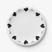 Hearty Hearts Schwarz - Benutzerdefinierter Text Pappteller (Vorderseite)