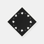 Hearty Hearts White and Black - Custom Text Serviette (Ecke)