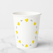 Hearty Hearts Yellow - Custom Text Pappbecher (Rückseite)
