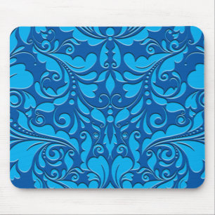 Hearty Party Cobalt Blue und Türkis Damask Herz Mousepad