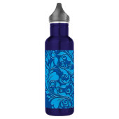 Hearty Party Cobalt Blue und Türkis Damask Herz Trinkflasche (Links)