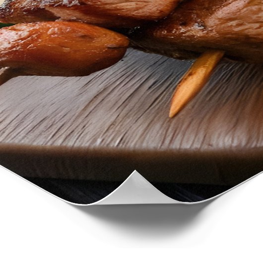 Hearty Shish Kebab mit gegrilltem Fleisch und Vegg Poster (Ecke)
