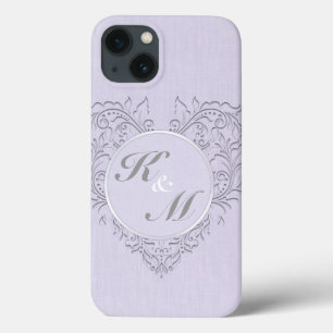 HeartyChic Lavender Leinen Damask Herz Case-Mate iPhone Hülle