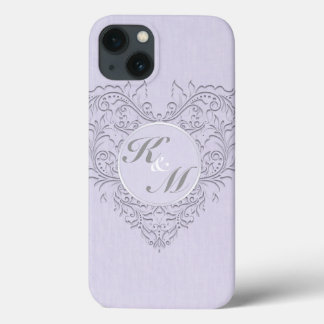HeartyChic Lavender Leinen Damask Herz Case-Mate iPhone Hülle