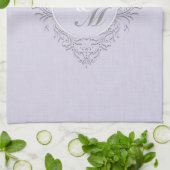 HeartyChic Lavender Leinen Damask Herz Geschirrtuch (Gefaltet)
