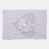 HeartyChic Lavender Leinen Damask Herz Geschirrtuch (Horizontal)
