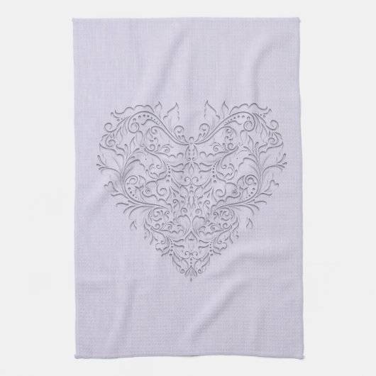 HeartyChic Lavender Leinen Damask Herz Handtuch (Vertikal)