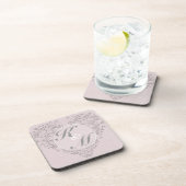 HeartyChic Pink Linen Damask Herz Untersetzer (Rechte Seite)
