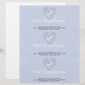 HeartyChic SkyBlue Linen Damask Herz Briefkopf (Vorne/Hinten)