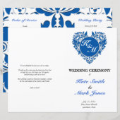 HeartyParty Blue & White Damask Herz (Vorne/Hinten)