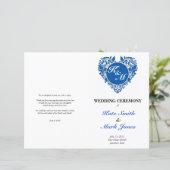 HeartyParty Blue & White Damask Herz (Stehend Vorderseite)