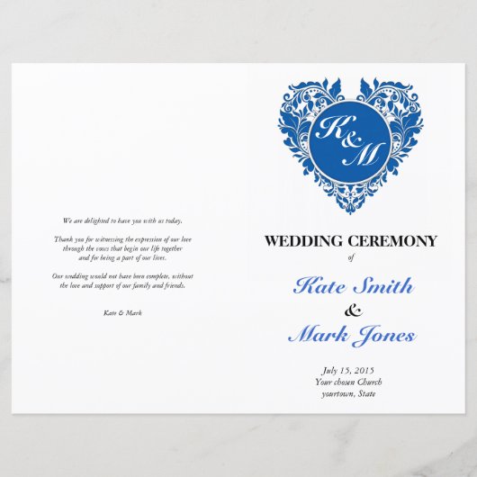 HeartyParty Blue & White Damask Herz (Vorderseite)