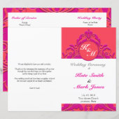 HeartyParty - Himbeere & Magenta Damask Herz (Vorne/Hinten)