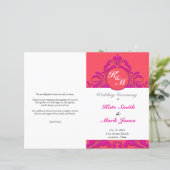 HeartyParty - Himbeere & Magenta Damask Herz (Stehend Vorderseite)