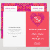 HeartyParty - Himbeere & Magenta Damask Herz (Vorne/Hinten)