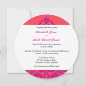 HeartyParty Himbeere und Magenta Damask Herz Einladung (Rückseite)