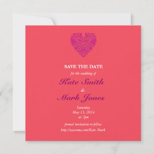 HeartyParty Himbeere und Magenta Damask Herz Save The Date