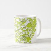 HeartyParty Lime Green & White Damask Herz Kaffeetasse (VorderseiteRechts)