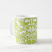 HeartyParty Lime Green & White Damask Herz Kaffeetasse (Vorderseite Links)