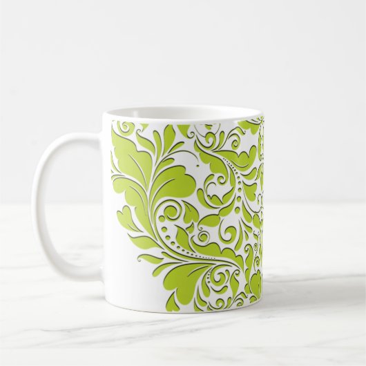 HeartyParty Lime Green & White Damask Herz Kaffeetasse (Links)