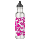 HeartyParty Rosa Magenta und weißes Damasherz Edelstahlflasche (Links)