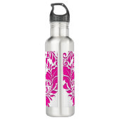 HeartyParty Rosa Magenta und weißes Damasherz Edelstahlflasche (Rückseite)