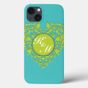 HeartyParty Türkis und Limon Damask Herz Case-Mate iPhone Hülle