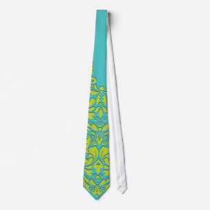HeartyParty Türkis und Limon Damask Herz Krawatte