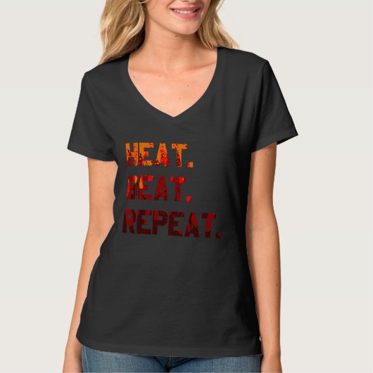 Heat Beat Repeat Blacksmith Anvil Bladesmith Forge T-Shirt (Vorderseite)