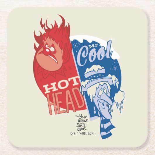 Heat Miser Hot Head & Snow Miser Mr. Cool Rechteckiger Pappuntersetzer (Vorderseite)