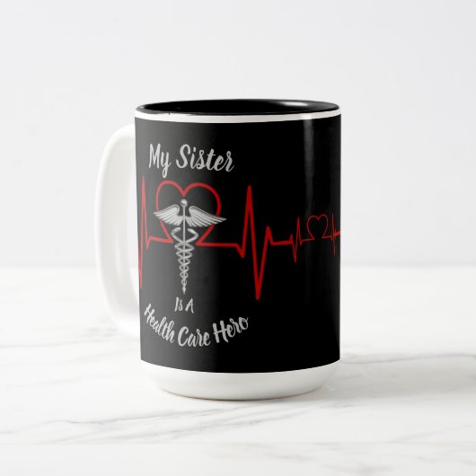 Heath Care Hero Sister Zweifarbige Tasse (Vorderseite Links)