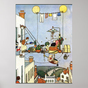 Heath Robinson Illustration Zuhause Comforts W Hea Poster