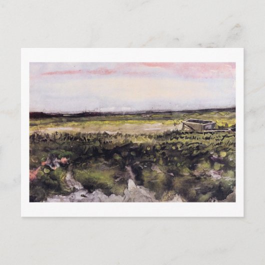 Heath with a Wheelbarrow, Vincent van Gogh Postkarte (Vorderseite)