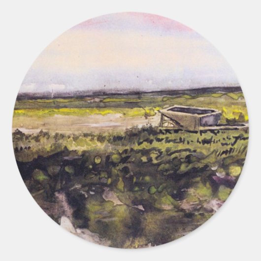 Heath with Wheelbarrow by Vincent van Gogh Runder Aufkleber (Vorderseite)