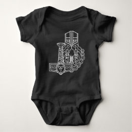 Heathen Norse Pagan Asatru Viking Thor Black Baby Strampler