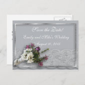 Heather and Lace Save the Date Postcard Ankündigungspostkarte (Vorne/Hinten)